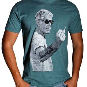 Men's Anthony Bourdain Middle Finger Graphic T-Shirt Heather Green